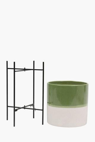 Glazed Ceramic Standing Planter, 23x36cm