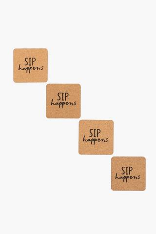 4 Pack Square Cork Coasters