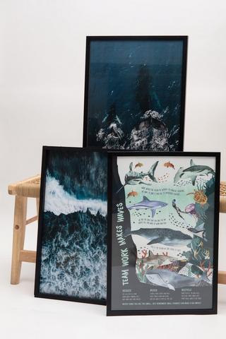 Framed Ocean Waves, 40x60cm