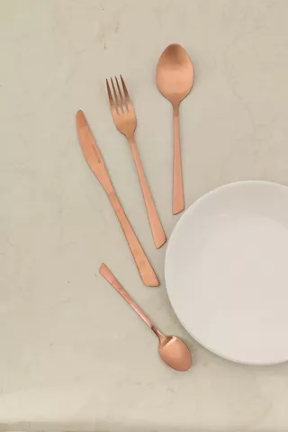 16 Piece Rose Gold Cutlery Set