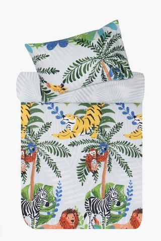 Polycotton Bright Jungle Reversible Duvet Cover Set