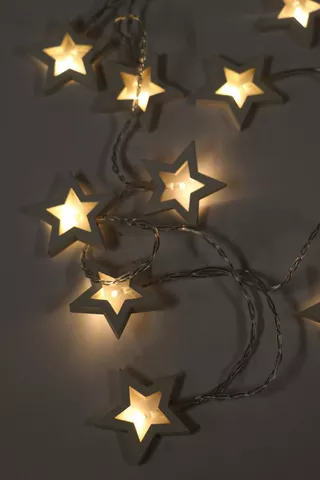 Wooden Stars String Lights, 2m