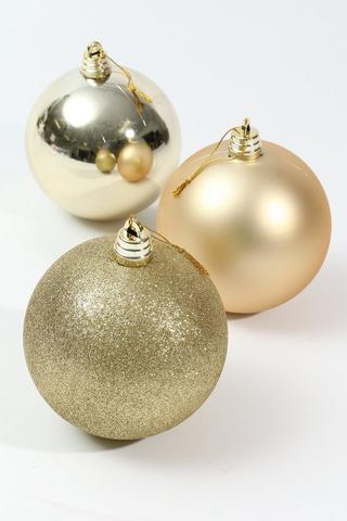 3 Pack Hanging Baubles, 15cm