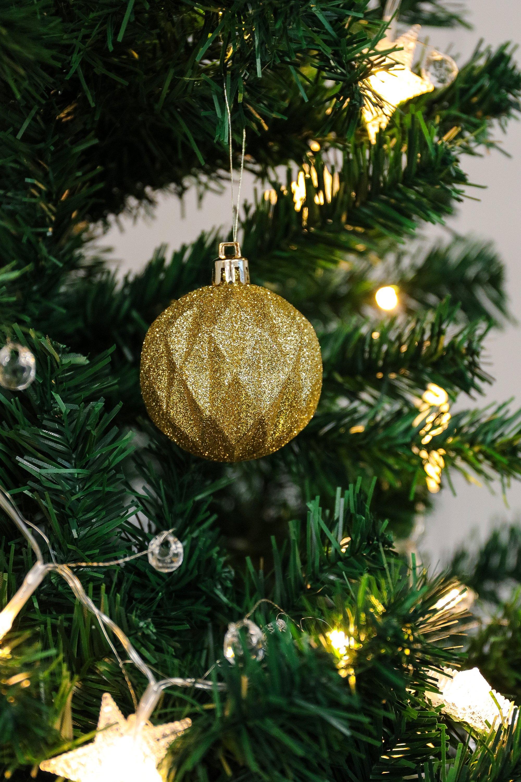 Glitter Diamond Hanging Bauble, 6cm