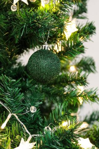 Glitter Ribbed Hanging Bauble, 6cm