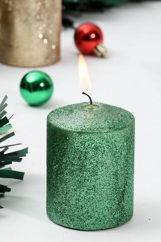 Glitter Pillar Candle, 6x8cm