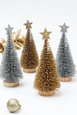 4 Pack Brush Christmas Tree Set