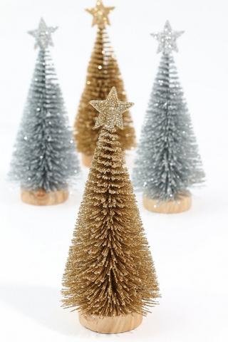 4 Pack Brush Christmas Tree Set