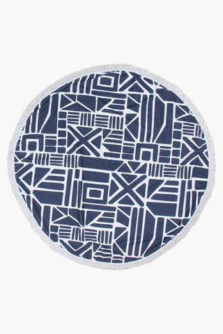 Round Fringe Geometric Beach Mat,90cm