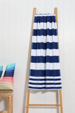 Cabana Border Stripe Reversible Cotton Beach Towel, 70x140cm