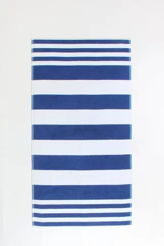 Cabana Border Stripe Reversible Cotton Beach Towel, 70x140cm