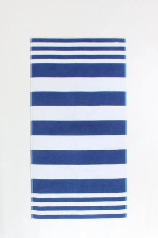 Cabana Border Stripe Reversible Cotton Beach Towel, 70x140cm