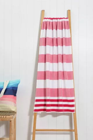 Cabana Border Stripe Reversible Cotton Beach Towel, 70x140cm