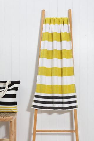Cabana Border Stripe Reversible Cotton Beach Towel, 70x140cm