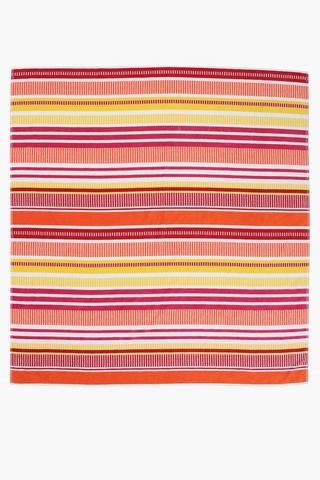 Reversible Cotton Stripe Beach Blanket, 165x175cm