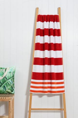 Cabana Border Stripe Reversible Cotton Beach Towel, 70x140cm