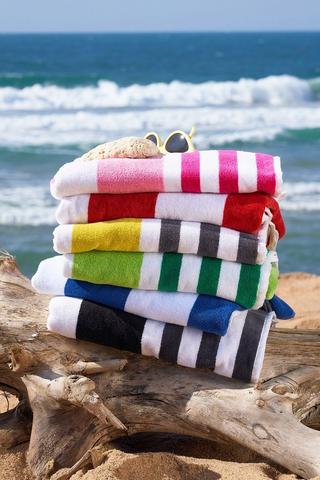 Cabana Border Stripe Reversible Cotton Beach Towel, 70x140cm