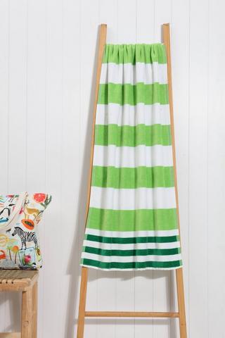 Cabana Border Stripe Reversible Cotton Beach Towel, 70x140cm