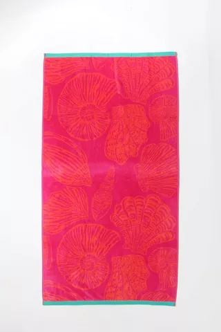 Jacquard Shells Cotton Reversible Beach Towel, 85x160cm