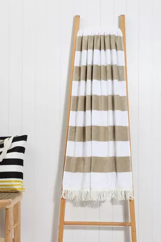 Fringe Coffe Bay Stripe Cotton Beach Towel, 85x160cm
