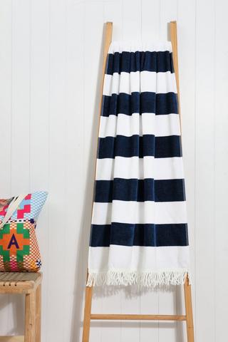 Fringe Coffee Bay Stripe Cotton Beach Towel,85x160cm