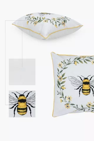 Embroidered Buzz Bee Scatter Cushion, 50x50cm