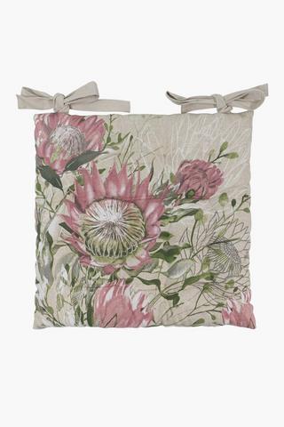 Printed Sodwana Protea Chair Pad, 40x40cm