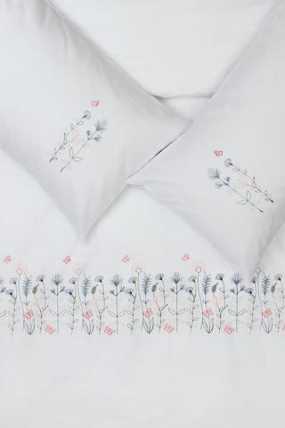 Premium Cotton Embroidered Meadow Flower Duvet Cover Set