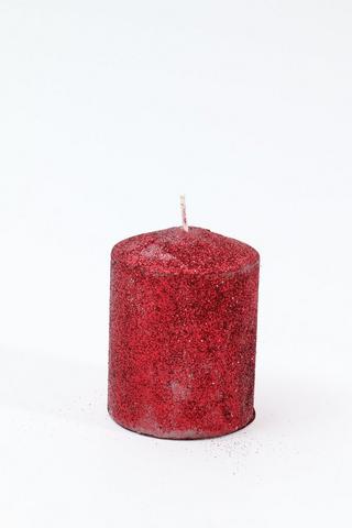 Glitter Pillar Candle, 8cm
