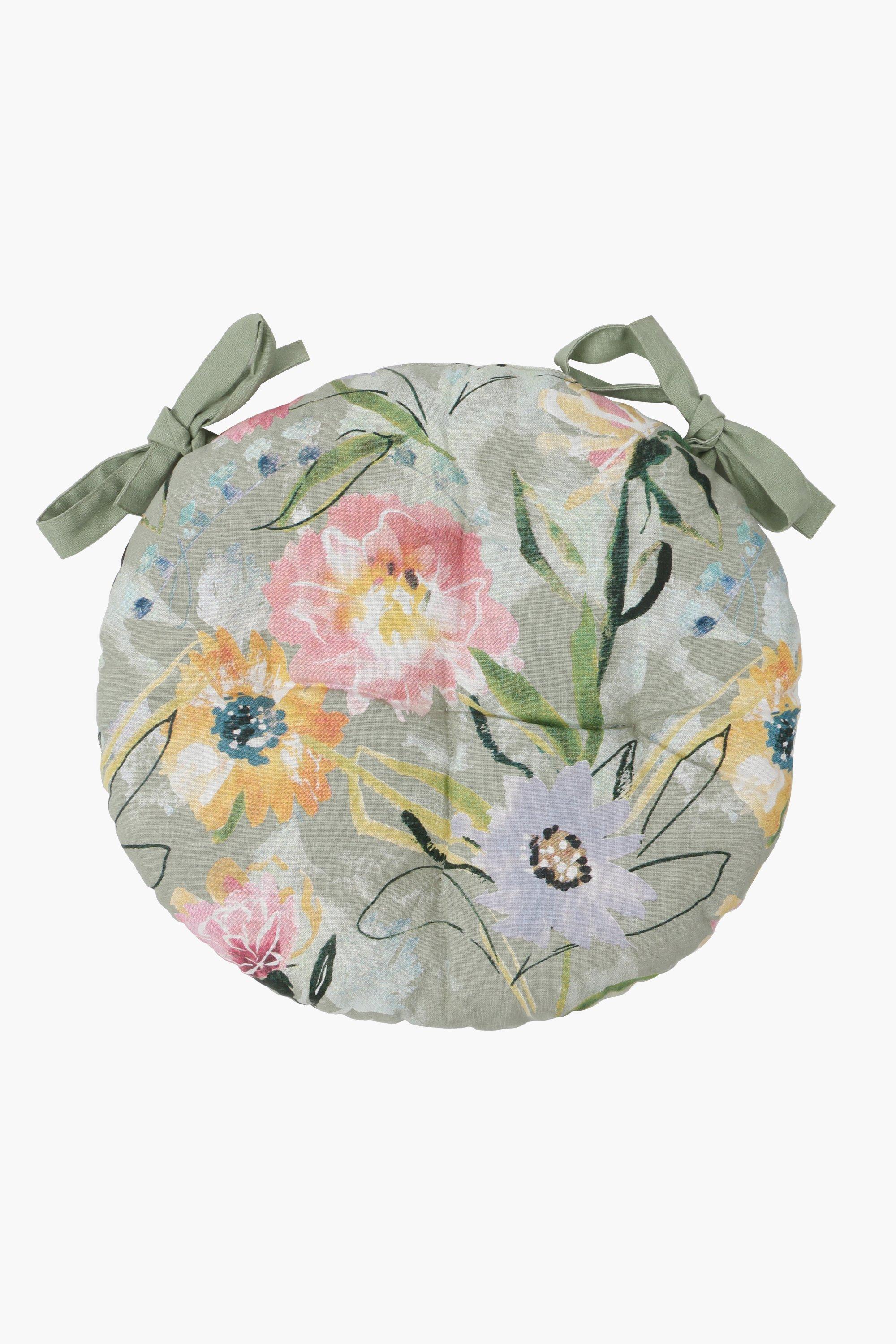 Printed Shelly Floral Round Chair Pad, 40cm