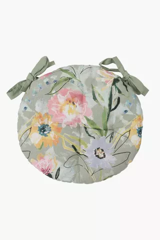 Printed Shelly Floral Round Chair Pad, 40cm