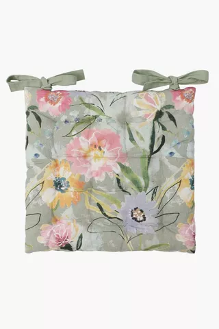Printed Shelly Floral Chair Pad, 40x40cm
