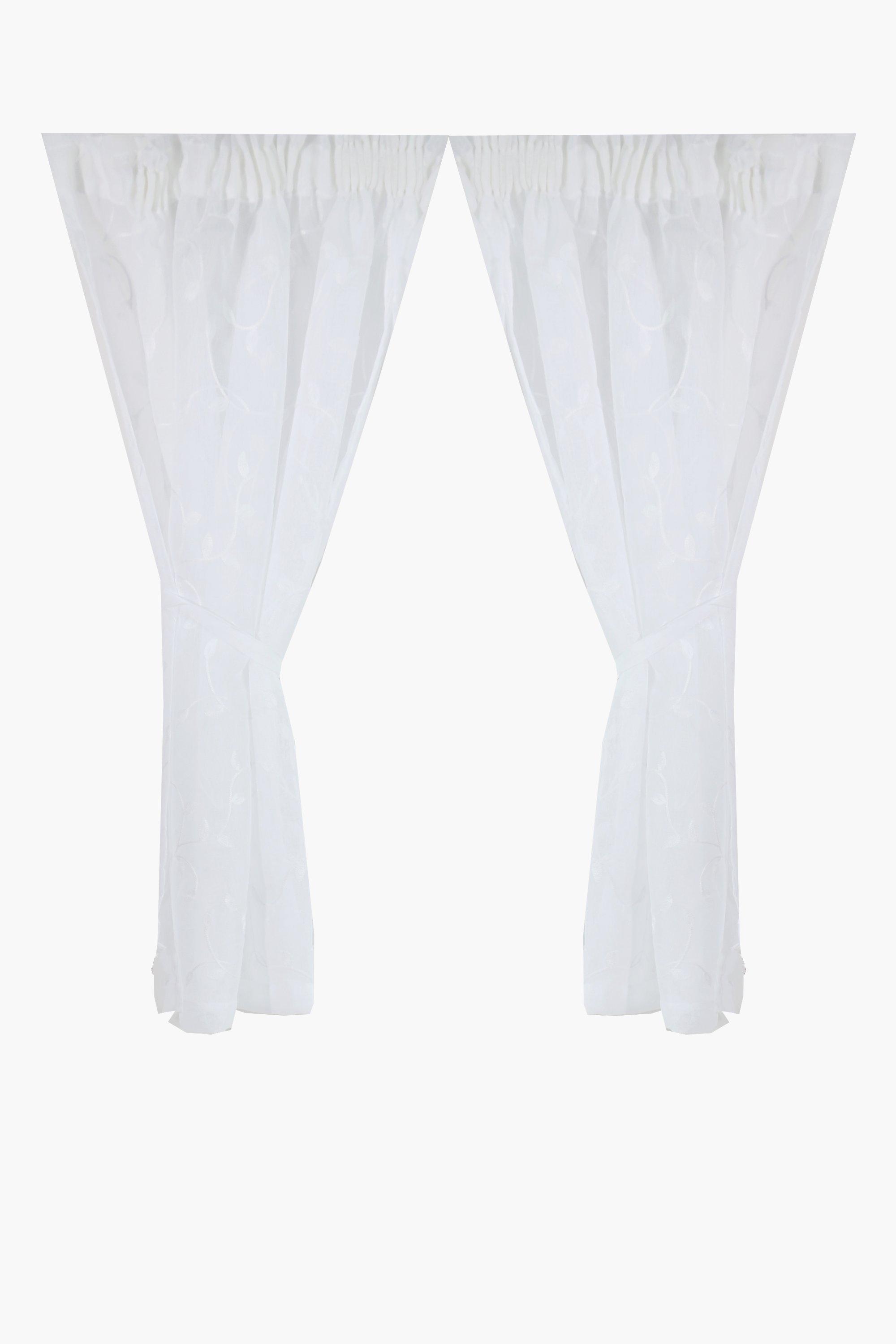 2 Pack Embroidered Vine Cafe Curtain, 110x120cm