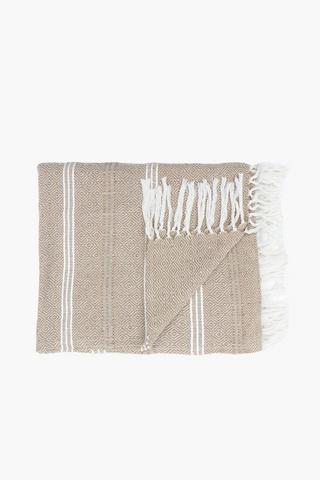 Woven Jacquard Geometric Cotton Throw, 140x180cm