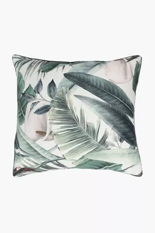 Premium Printed Evergreen Leaf Feather Scatter Cushion, 60x60cm