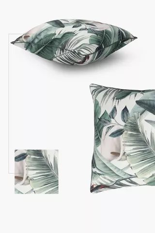 Premium Printed Evergreen Leaf Feather Scatter Cushion, 60x60cm