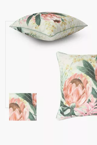 Premium Printed Gironde Protea Feather Scatter Cushion, 60x60cm