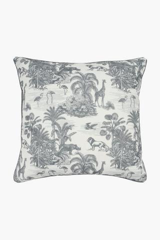 Premium Printed Toile Feather Scatter Cushion, 60x60cm