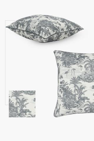 Premium Printed Toile Feather Scatter Cushion, 60x60cm