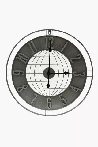 Industrial Globe Clock, 60cm