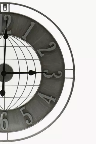 Industrial Globe Clock, 60cm