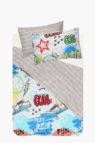 Soft Touch Caleb Graffiti Reversible Duvet Cover Set