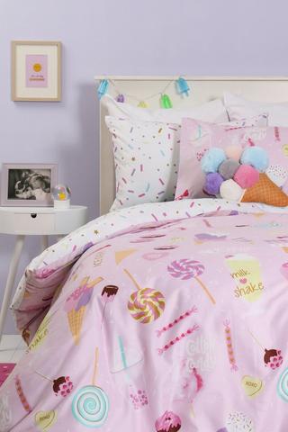 Soft Touch Glow In The Dark Kelly Ice-cream  Reversible Duvet Cover Set