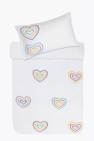 Soft Touch Rainbow Hearts Applique Duvet Cover Set