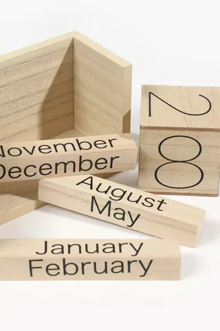 Wooden Block Calendar, 7x14cm