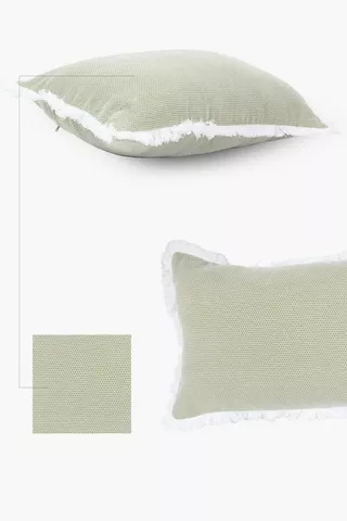 Cotton Dobby Fringe Scatter Cushion, 30x50cm