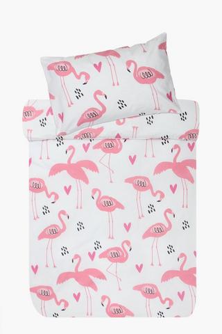 Polycotton Lyla Flamingo Reversible Duvet Cover Set