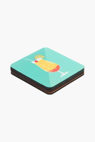 4 Cocktail Mix Rubber Coasters