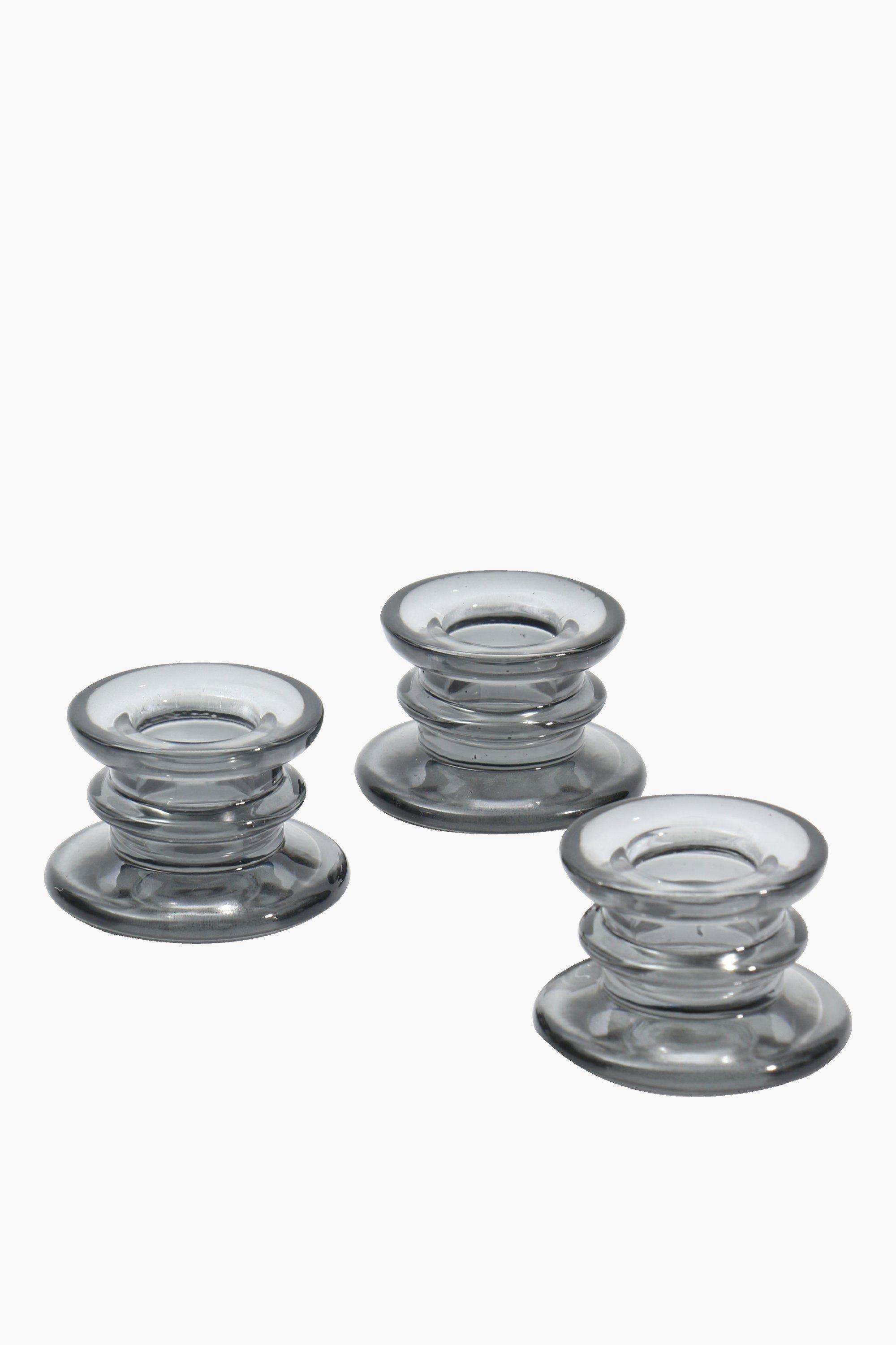3 Piece Glass Dinner Candle Holders