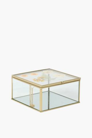 Flower Pressed Glass Box, 15x8cm